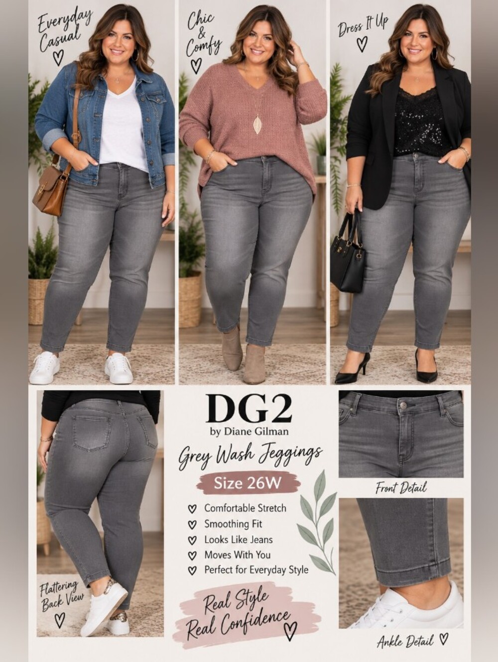 DG2  Diane Gilman Grey Wash Jeggins